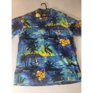 Royal Creations Mens L Short Sleeve Button Up Floral Hawaiian Shirt